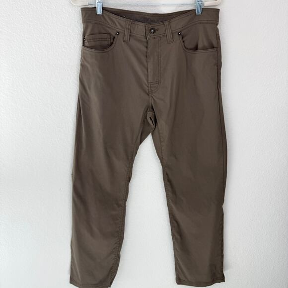 Prana Mens Brion Active Outdoor Nylon Stretch Pant Size 33 X 30 Gorpcore Brown